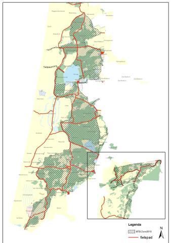 Overzichtskaart MTB en fietspaden